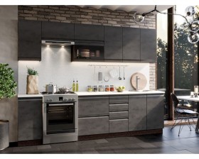 Модульная кухня Бруклин 2,8 м (Бетон черный/Венге) в Солнечном - solnechnyj.katalogmebeli.com | фото