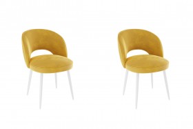 Набор стульев Моли 2 шт (жёлтый велюр/белый) в Солнечном - solnechnyj.katalogmebeli.com | фото