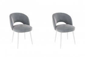 Набор стульев Моли 2 шт (серый велюр/белый) в Солнечном - solnechnyj.katalogmebeli.com | фото