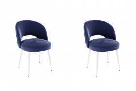 Набор стульев Моли 2 шт (синий велюр/белый) в Солнечном - solnechnyj.katalogmebeli.com | фото