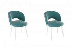 Набор стульев Моли 2 шт (зеленый велюр/белый) в Солнечном - solnechnyj.katalogmebeli.com | фото