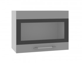 Норд ШВГС 600 Шкаф верхний горизонтальный со стеклом (Софт черный/корпус Белый) в Солнечном - solnechnyj.katalogmebeli.com | фото