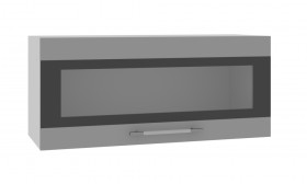 Норд ШВГС 800 Шкаф верхний горизонтальный со стеклом (Софт черный/корпус Белый) в Солнечном - solnechnyj.katalogmebeli.com | фото