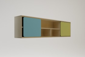 Полка между шкафами 1660 Смайли (Голубой/Зеленый/корпус Клен) в Солнечном - solnechnyj.katalogmebeli.com | фото