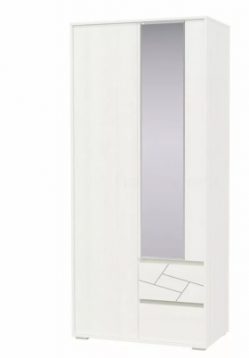 Шкаф 2-х дверный с ящиками Аделина 1000 Рамух белый в Солнечном - solnechnyj.katalogmebeli.com | фото