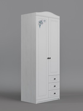 Шкаф 2-х створчатый с ящиками Бэлла (Выбеленное дерево/Белый) в Солнечном - solnechnyj.katalogmebeli.com | фото