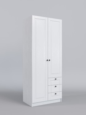 Шкаф 2-х створчатый с ящиками Классика (Белый/корпус Выбеленное дерево) в Солнечном - solnechnyj.katalogmebeli.com | фото