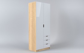 Шкаф 2-х створчатый с ящиками Лофт (Белый/корпус Дуб Сонома) в Солнечном - solnechnyj.katalogmebeli.com | фото