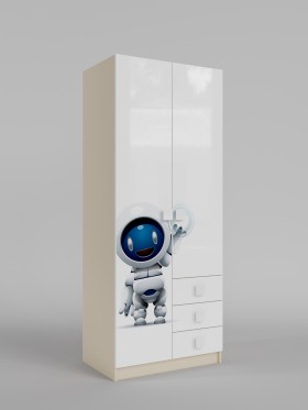 Шкаф 2-х створчатый с ящиками Санни (Белый/корпус Клен) в Солнечном - solnechnyj.katalogmebeli.com | фото
