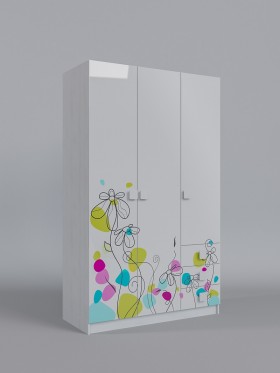 Шкаф 3-х створчатый с ящиками Флёр (Белый/корпус Выбеленное дерево) в Солнечном - solnechnyj.katalogmebeli.com | фото