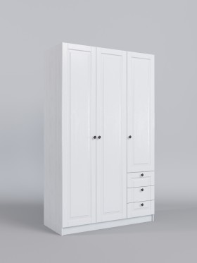 Шкаф 3-х створчатый с ящиками Классика (Белый/корпус Выбеленное дерево) в Солнечном - solnechnyj.katalogmebeli.com | фото