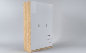 Шкаф 3-х створчатый с ящиками Лофт (Белый/корпус Дуб Сонома) в Солнечном - solnechnyj.katalogmebeli.com | фото