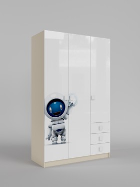 Шкаф 3-х створчатый с ящиками Санни (Белый/корпус Клен) в Солнечном - solnechnyj.katalogmebeli.com | фото