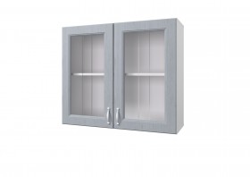Шкаф 80 с 2-мя витринами Принцесса (Серый/корпус Белый) в Солнечном - solnechnyj.katalogmebeli.com | фото