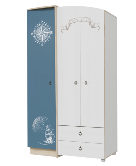 Шкаф для одежды Бриз 1200 Дуб ривьера/ Рамух белый/синий в Солнечном - solnechnyj.katalogmebeli.com | фото