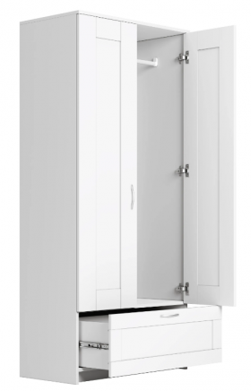 Шкаф двухдверный Сириус с 1 ящиком белый в Солнечном - solnechnyj.katalogmebeli.com | фото 3