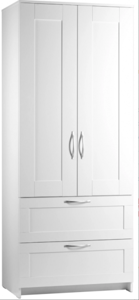 Шкаф двухдверный Сириус с 2 ящиками белый в Солнечном - solnechnyj.katalogmebeli.com | фото