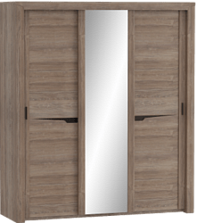 Шкаф трехдверный Соренто с раздвижными дверями Дуб стирлинг/Кофе структурный матовый в Солнечном - solnechnyj.katalogmebeli.com | фото