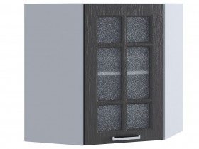 Шкаф верхний угловой со стеклом 590, ШВУС 590 (Клен серый/корпус белый) в Солнечном - solnechnyj.katalogmebeli.com | фото