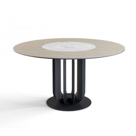 Стол круглый Rotor (160), шпон + керамика светлая в Солнечном - solnechnyj.katalogmebeli.com | фото