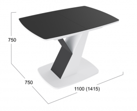 Стол обеденный «Гарда» Тип 1 (Белый/Стекло матовое черный графит) в Солнечном - solnechnyj.katalogmebeli.com | фото 3