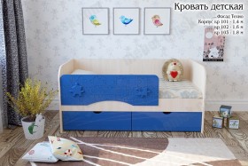 Техно Кровать детская 2 ящика 1.6 Синий глянец в Солнечном - solnechnyj.katalogmebeli.com | фото